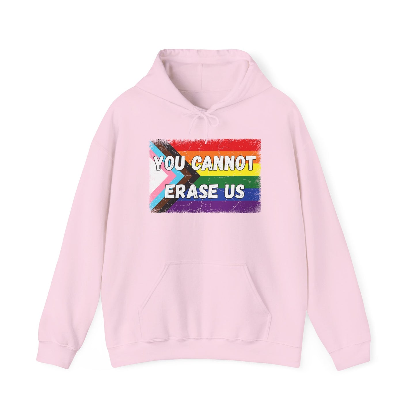 Pride Message Hoodie, LGBTQ+ Sweater, You Cannot Erase Us Sweatshirt, Unisex Hooded Sweatshirt, Inclusive Apparel