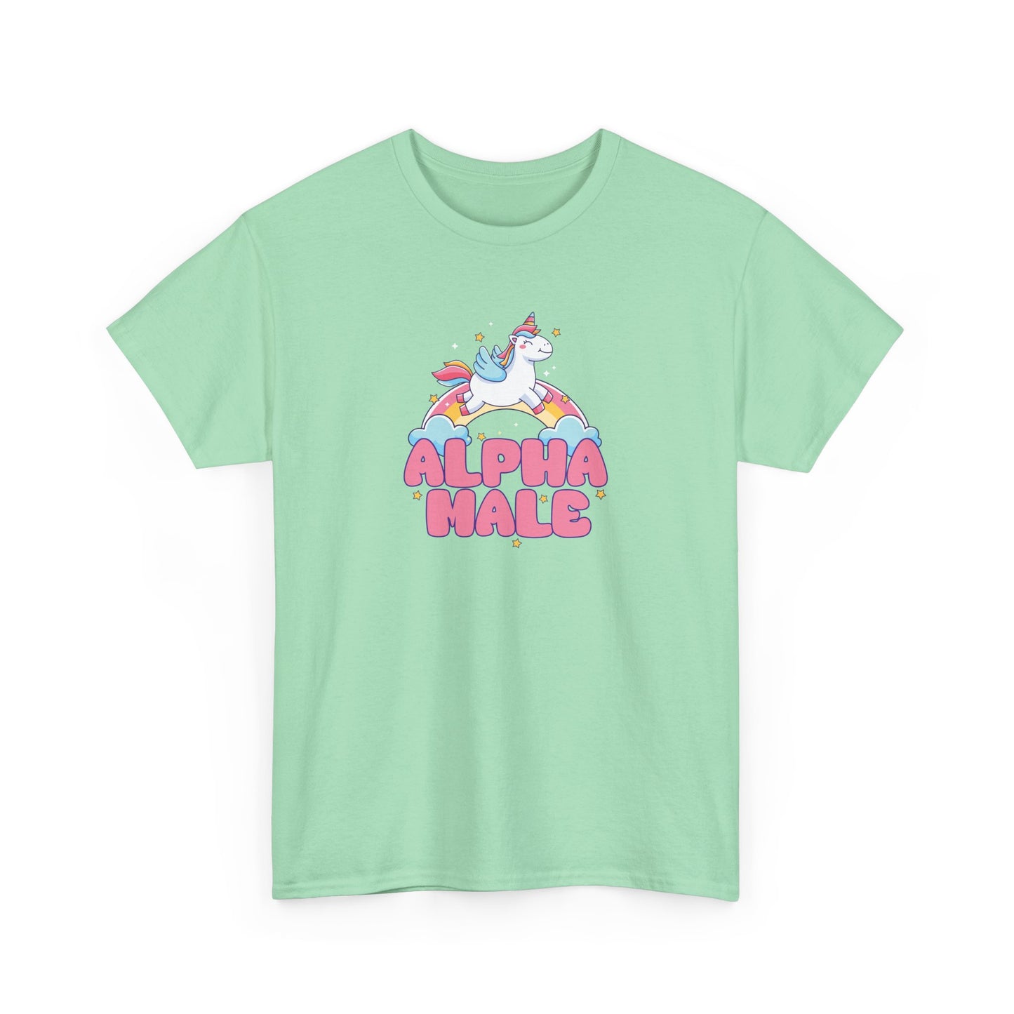 Funny 'Alpha Male' Unicorn and Rainbow Novelty T-Shirt