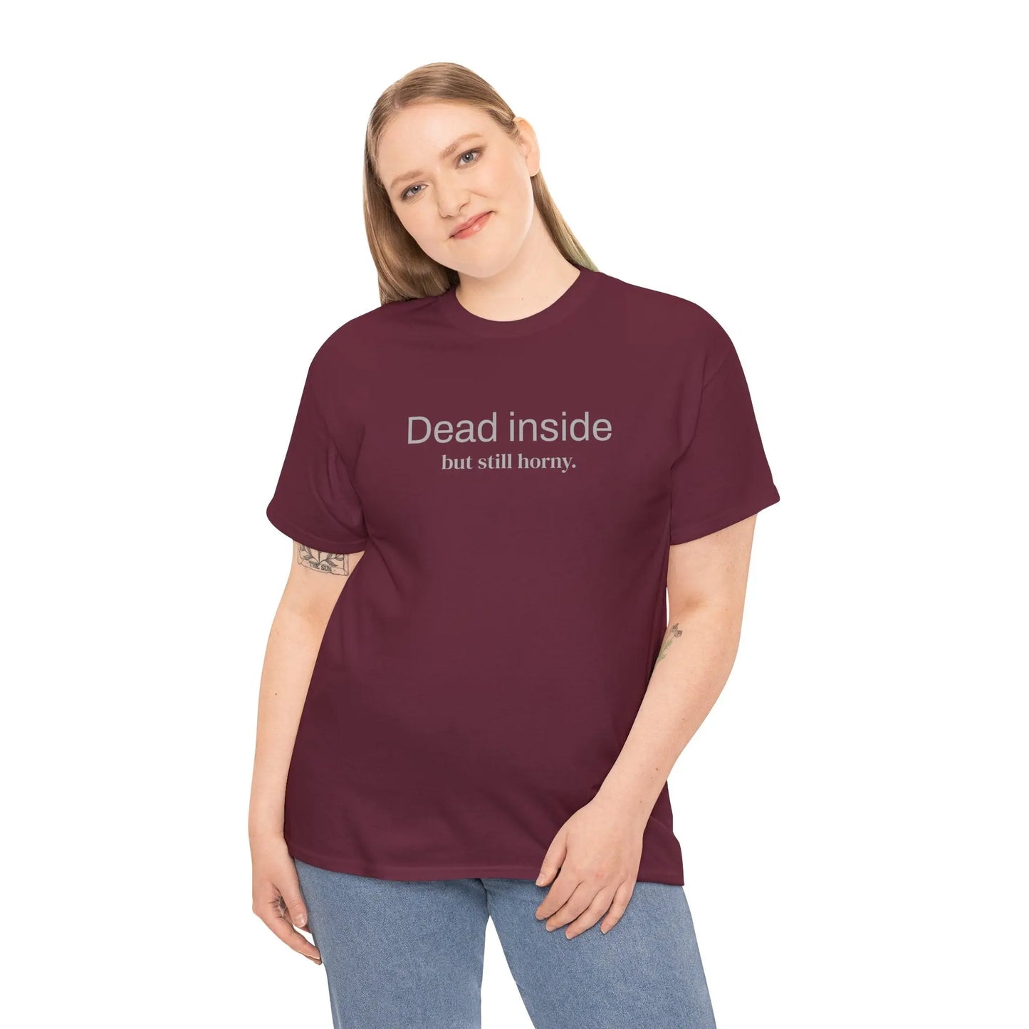 Funny Dead inside but still horny Unisex Heavy Cotton Tee