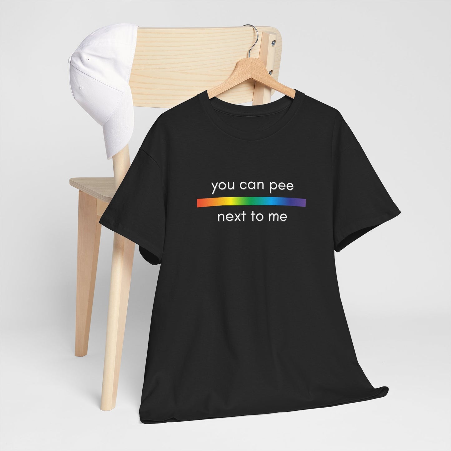 Funny Pride Tee: You Can Pee Next to Me, LGBTQ Shirt, Unisex Cotton Tee, Humor T-Shirt, Pride Month Gift, Festival Apparel