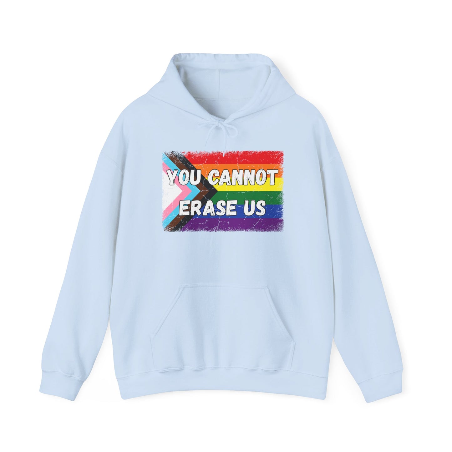 Pride Message Hoodie, LGBTQ+ Sweater, You Cannot Erase Us Sweatshirt, Unisex Hooded Sweatshirt, Inclusive Apparel