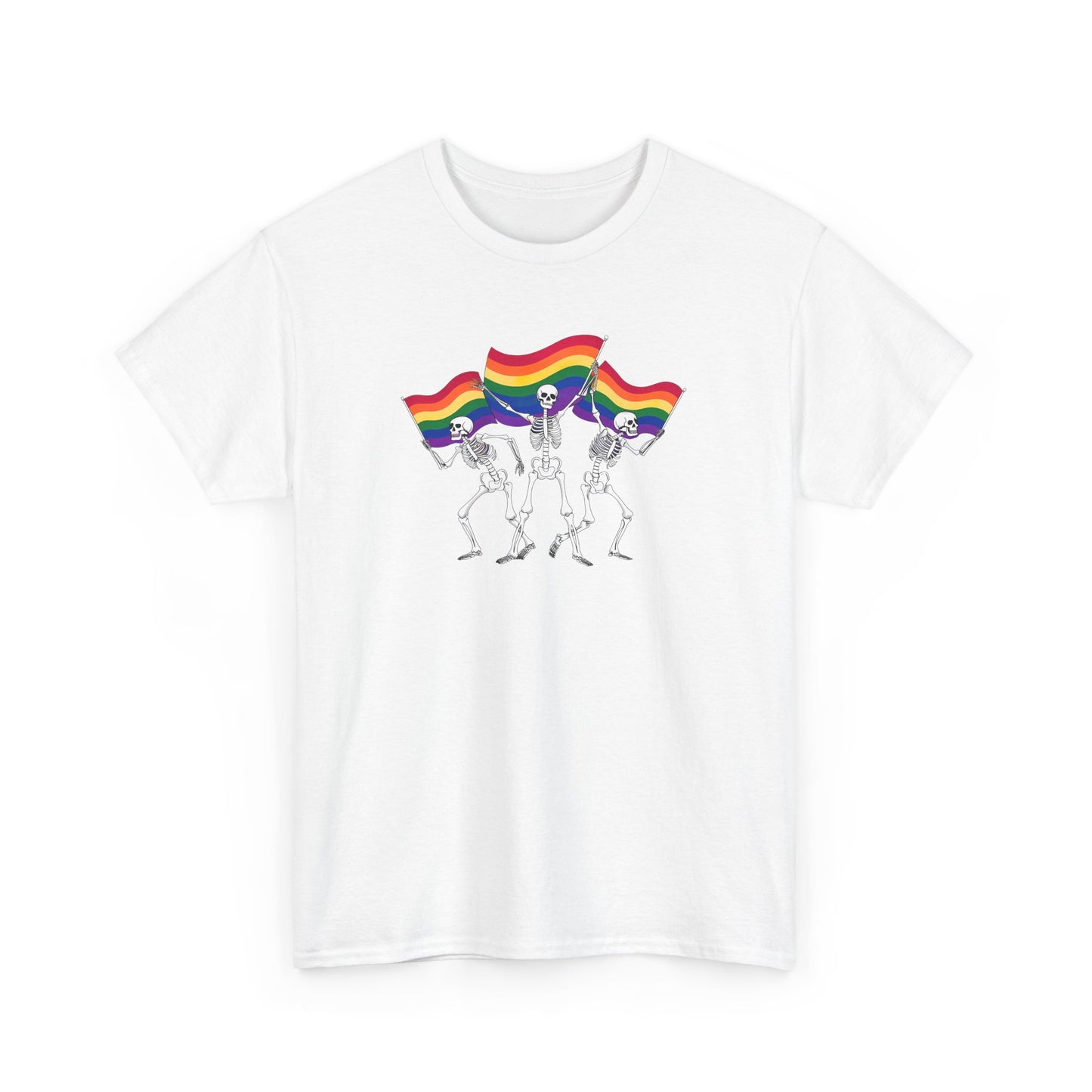 Pride Celebration Tee, Rainbow Skeletons Shirt, Unisex Cotton T-Shirt, LGBTQ+ Apparel, Fun Party Wear, Festival Top
