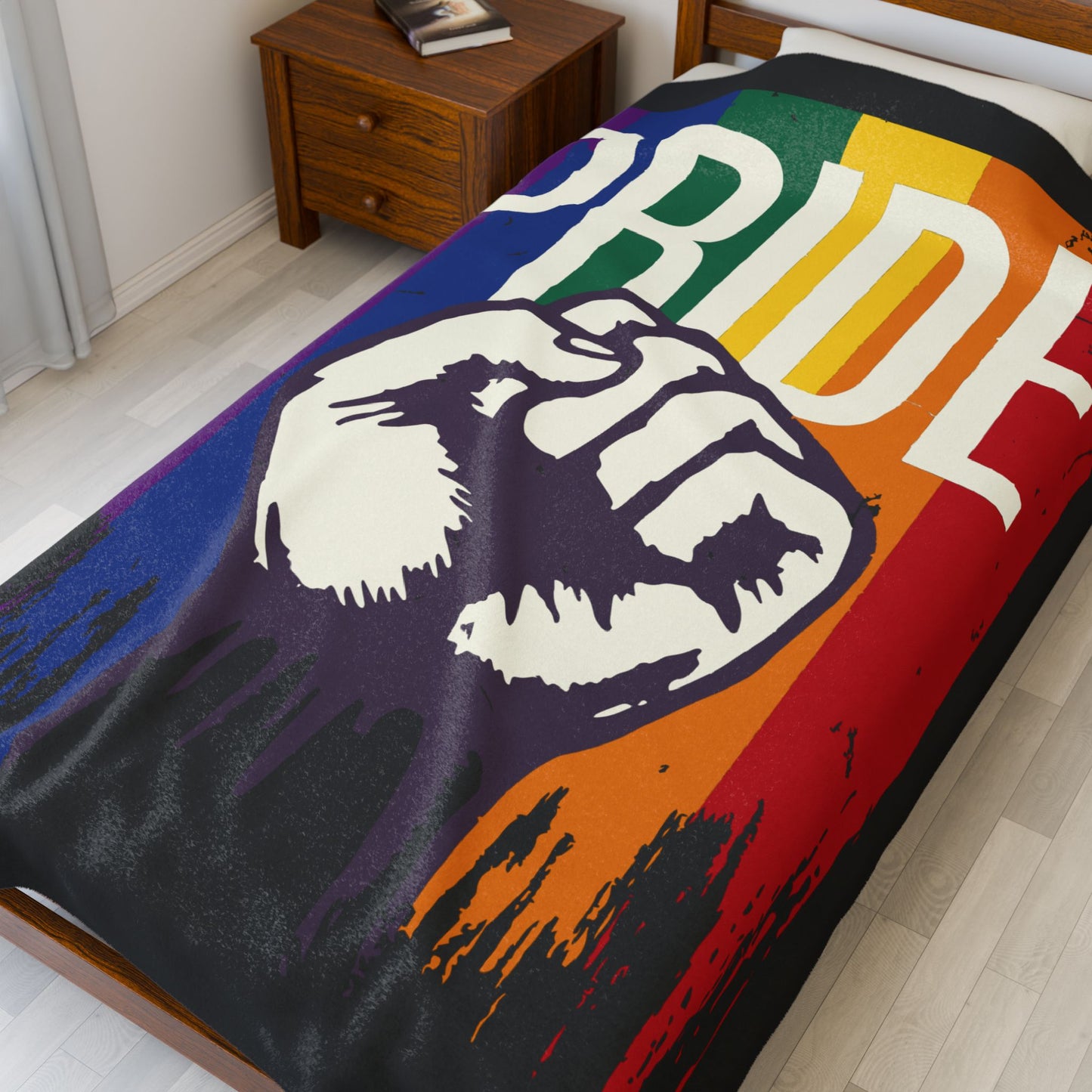 Pride Fist Velveteen Plush Blanket – Cozy Support for LGBTQ+ Rights