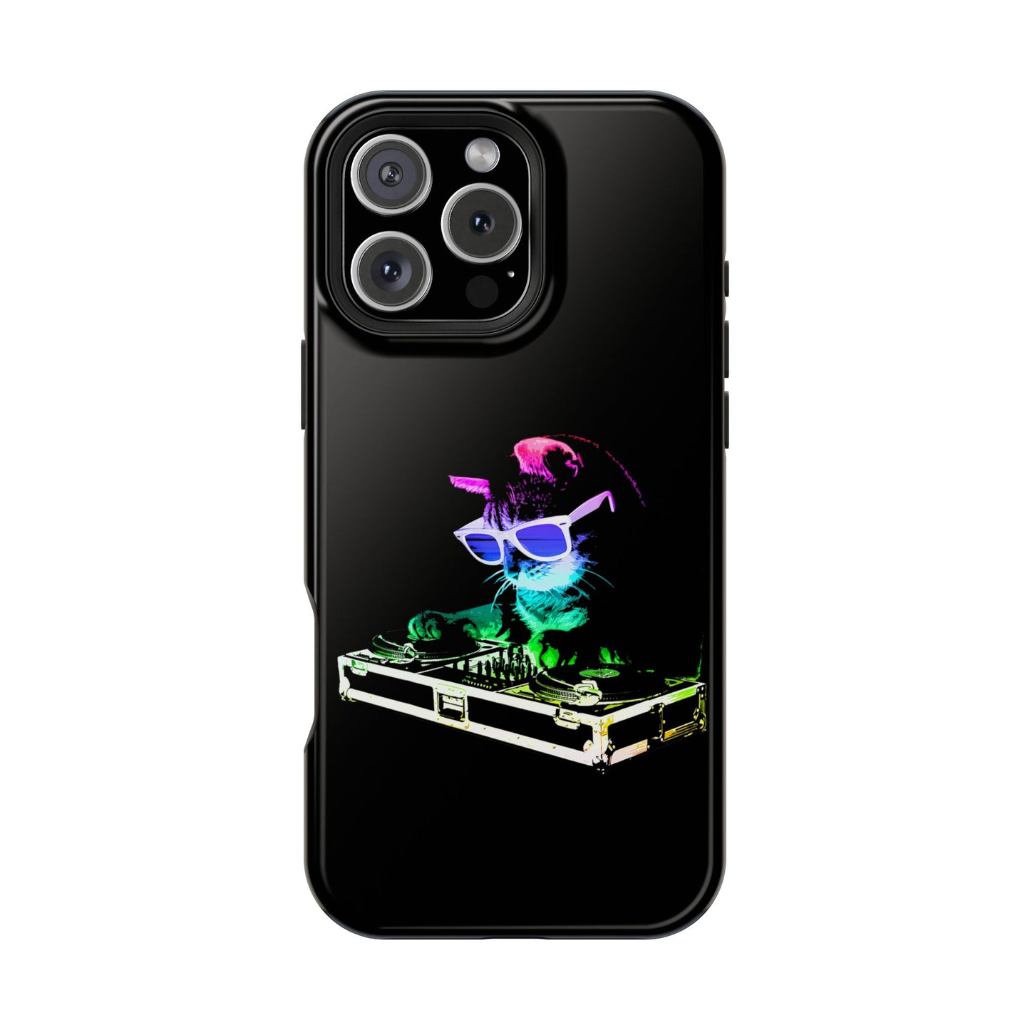 iPhone Case - Retro Rainbow DJ Kitty - MagSafe