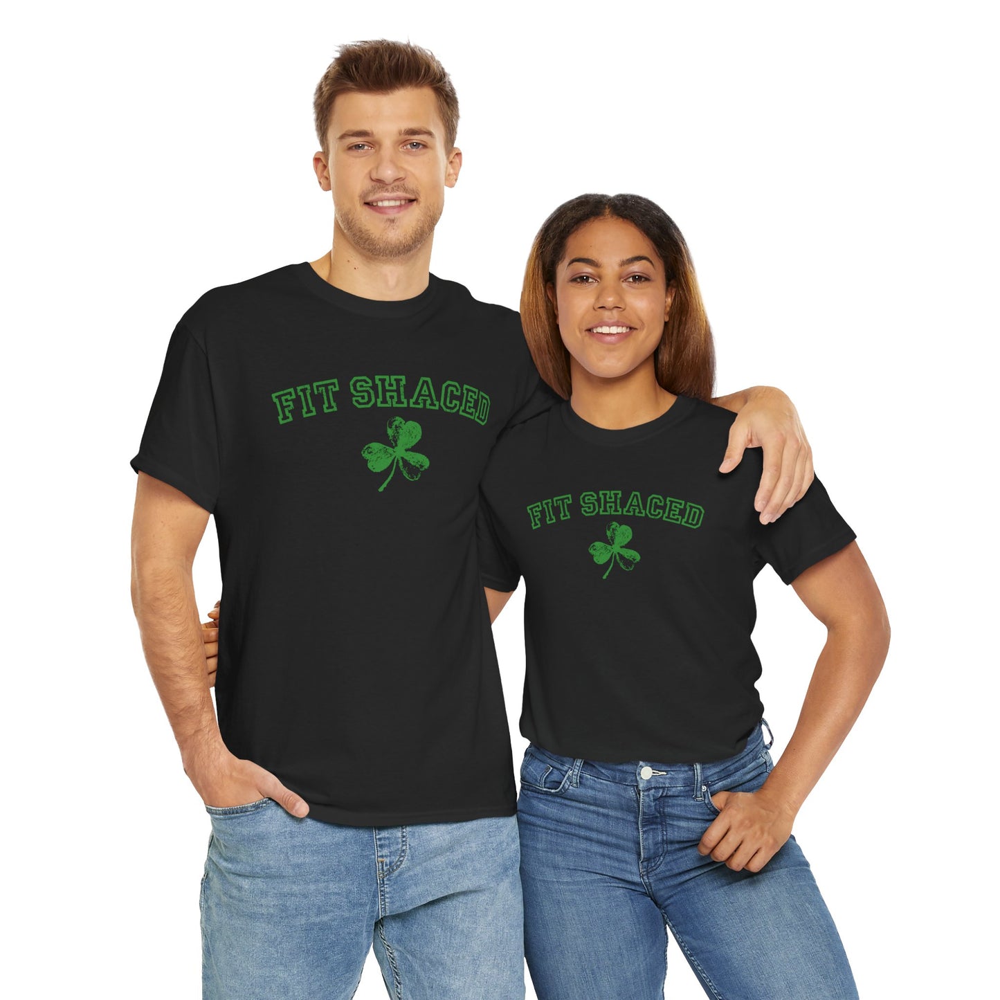 Funny St. Patrick's Day Unisex Heavy Cotton Tee - "Fit Shaced" Shamrock Design
