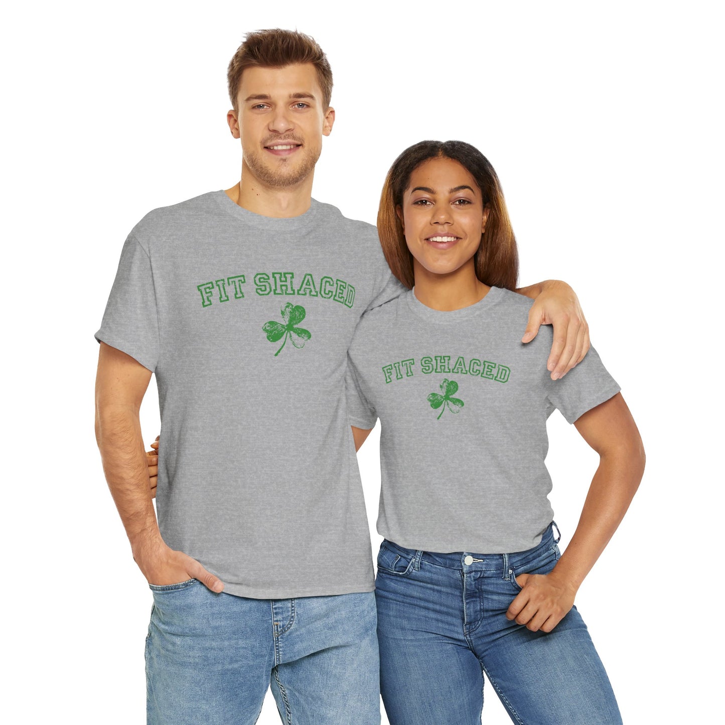 Funny St. Patrick's Day Unisex Heavy Cotton Tee - "Fit Shaced" Shamrock Design