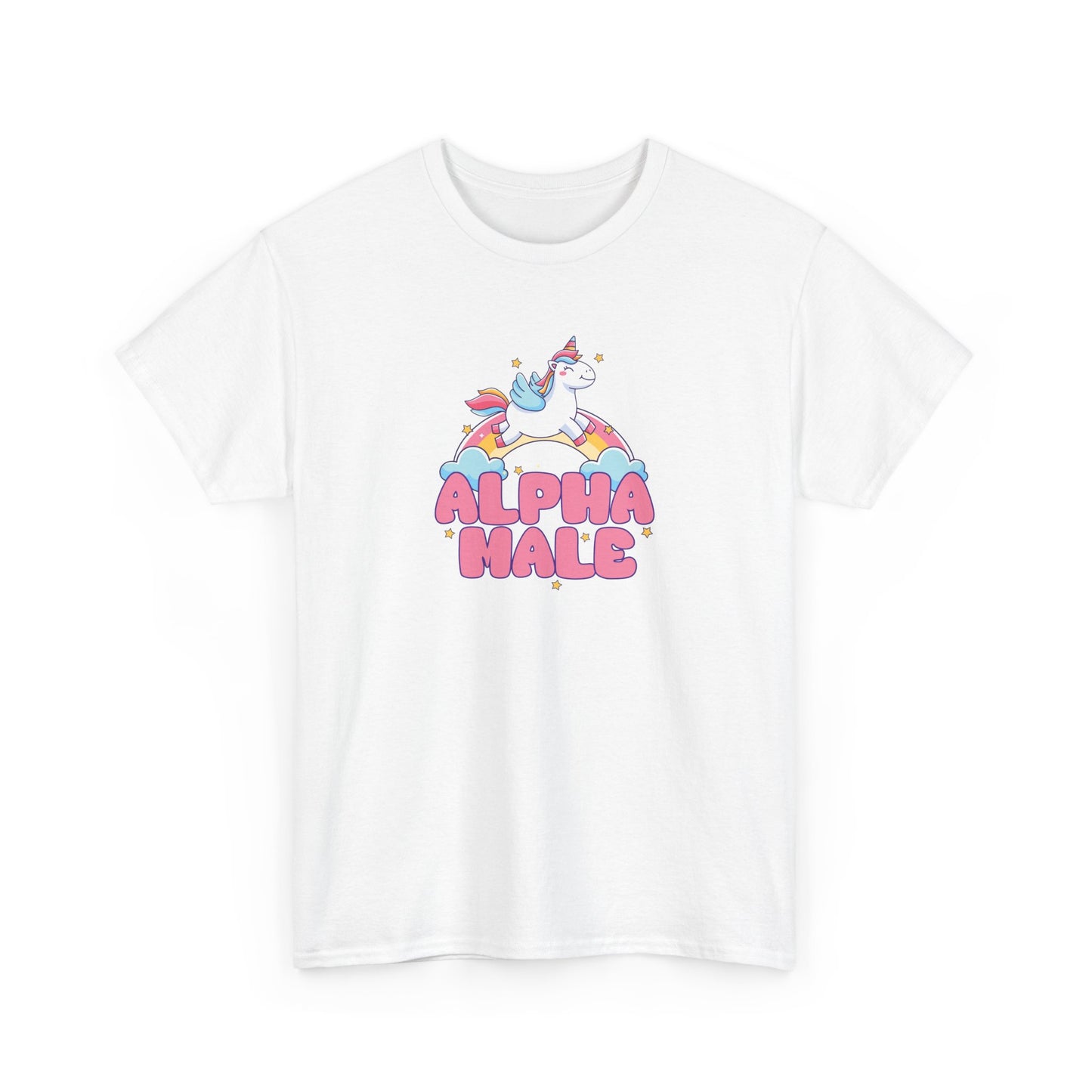 Funny 'Alpha Male' Unicorn and Rainbow Novelty T-Shirt