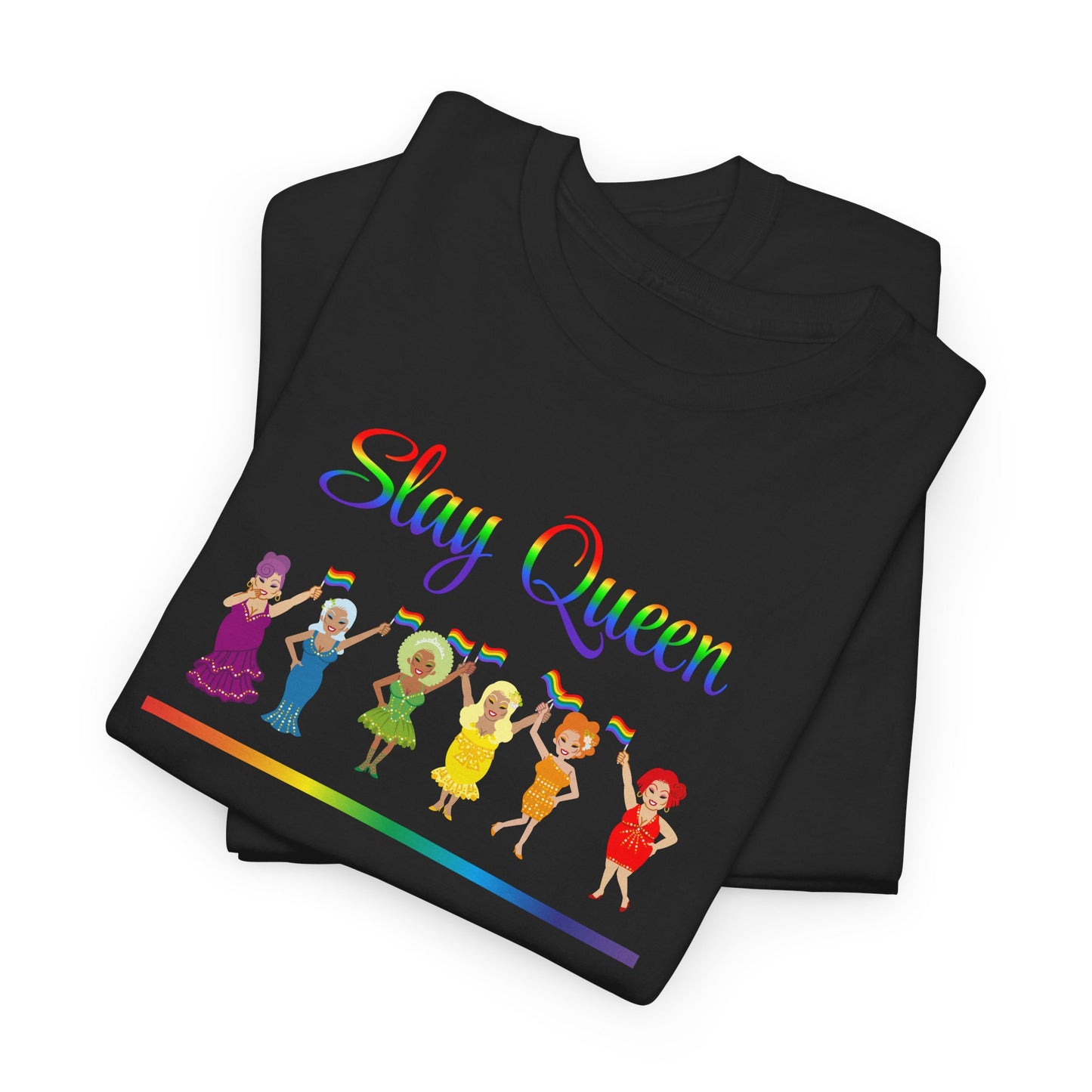 Pride Celebratory Drag Queen Tee - Slay Queen, Unisex Cotton Tee, LGBTQ+ Apparel