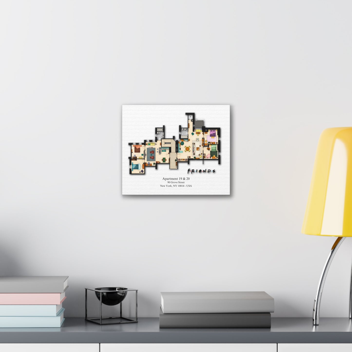 Friends TV Show Apartments 19 & 20 Layout Canvas Prints - Various Size Options