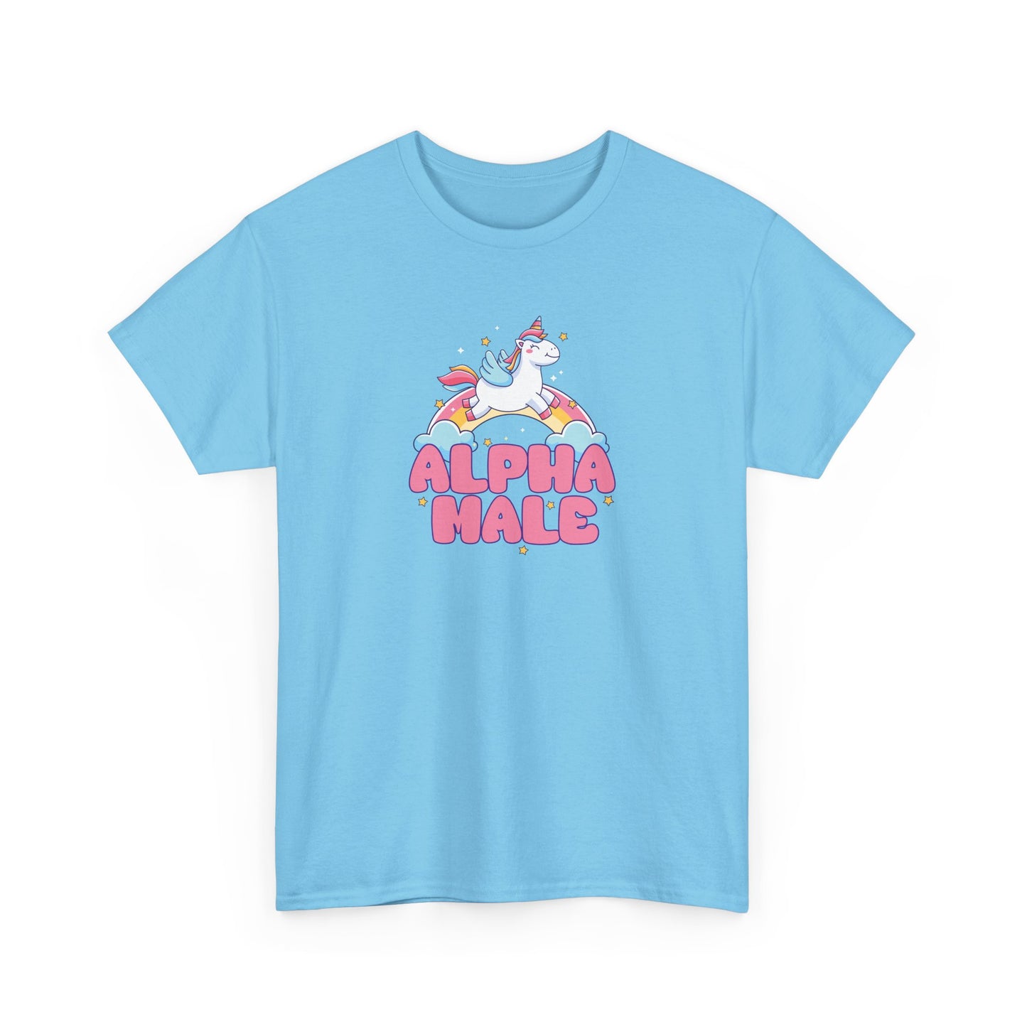 Funny 'Alpha Male' Unicorn and Rainbow Novelty T-Shirt