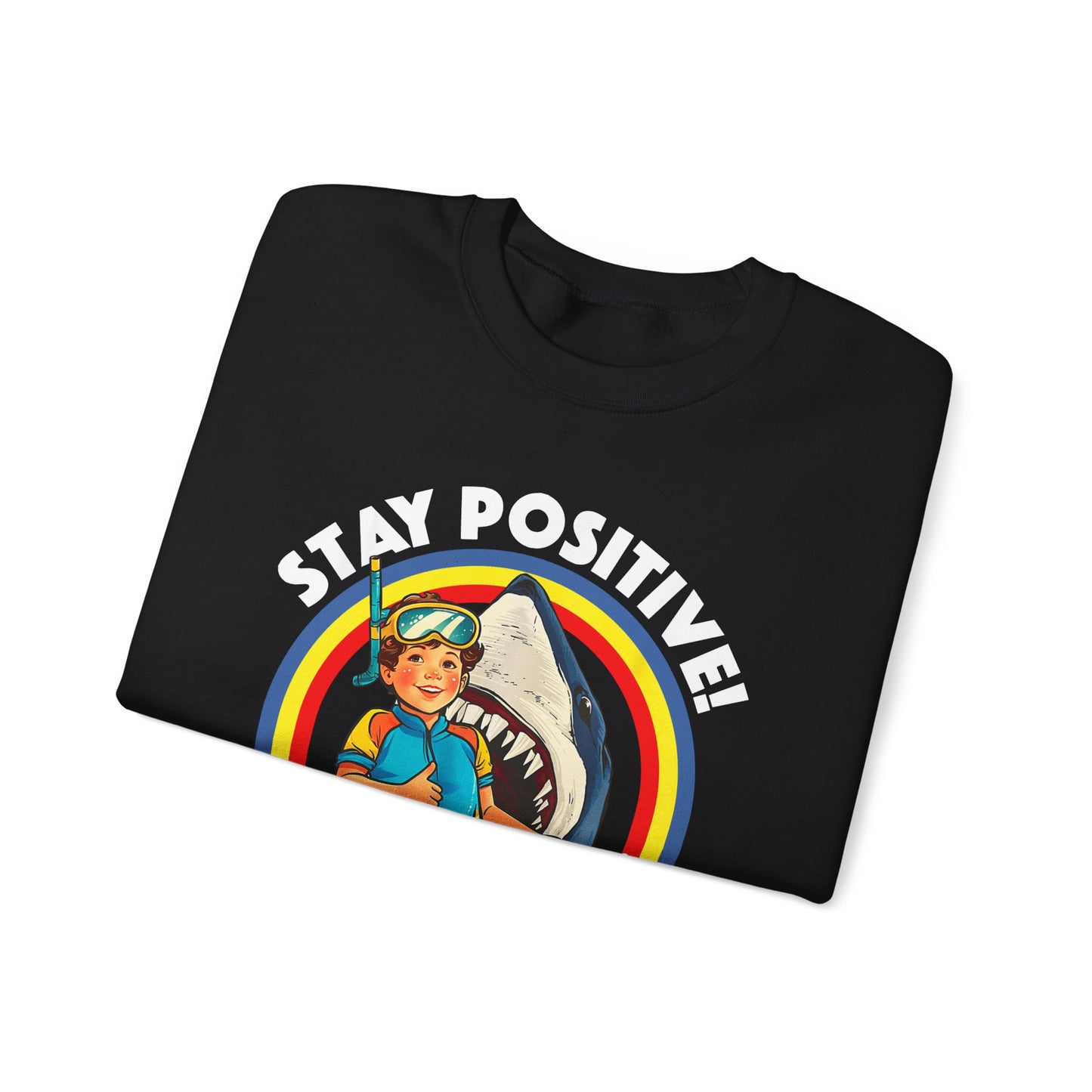 Funny Vintage Retro Shark 'Stay Positive' Sweatshirt