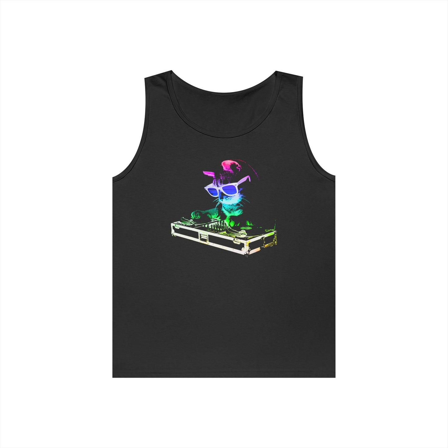 Retro Rainbow DJ Kitty Tank Top