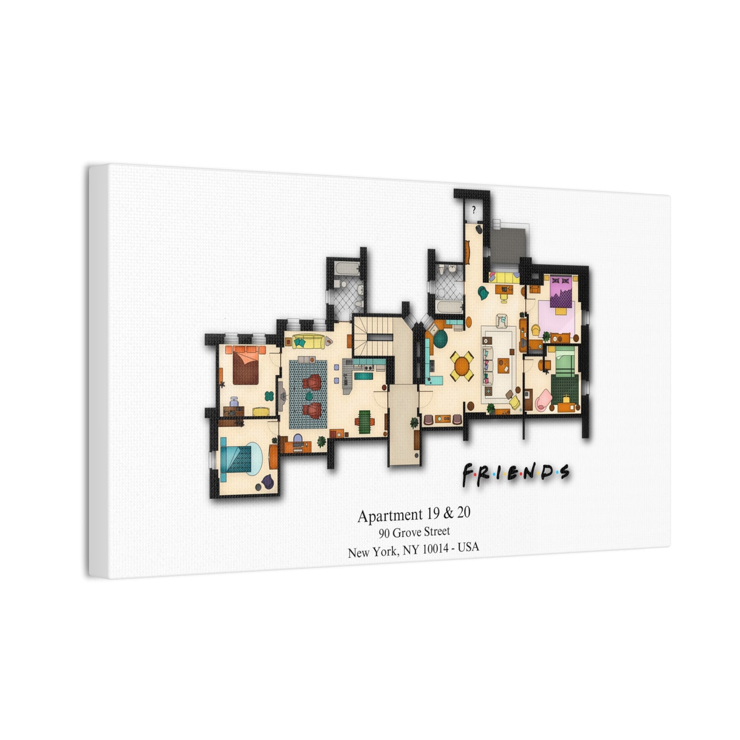 Friends TV Show Apartments 19 & 20 Layout Canvas Prints - Various Size Options