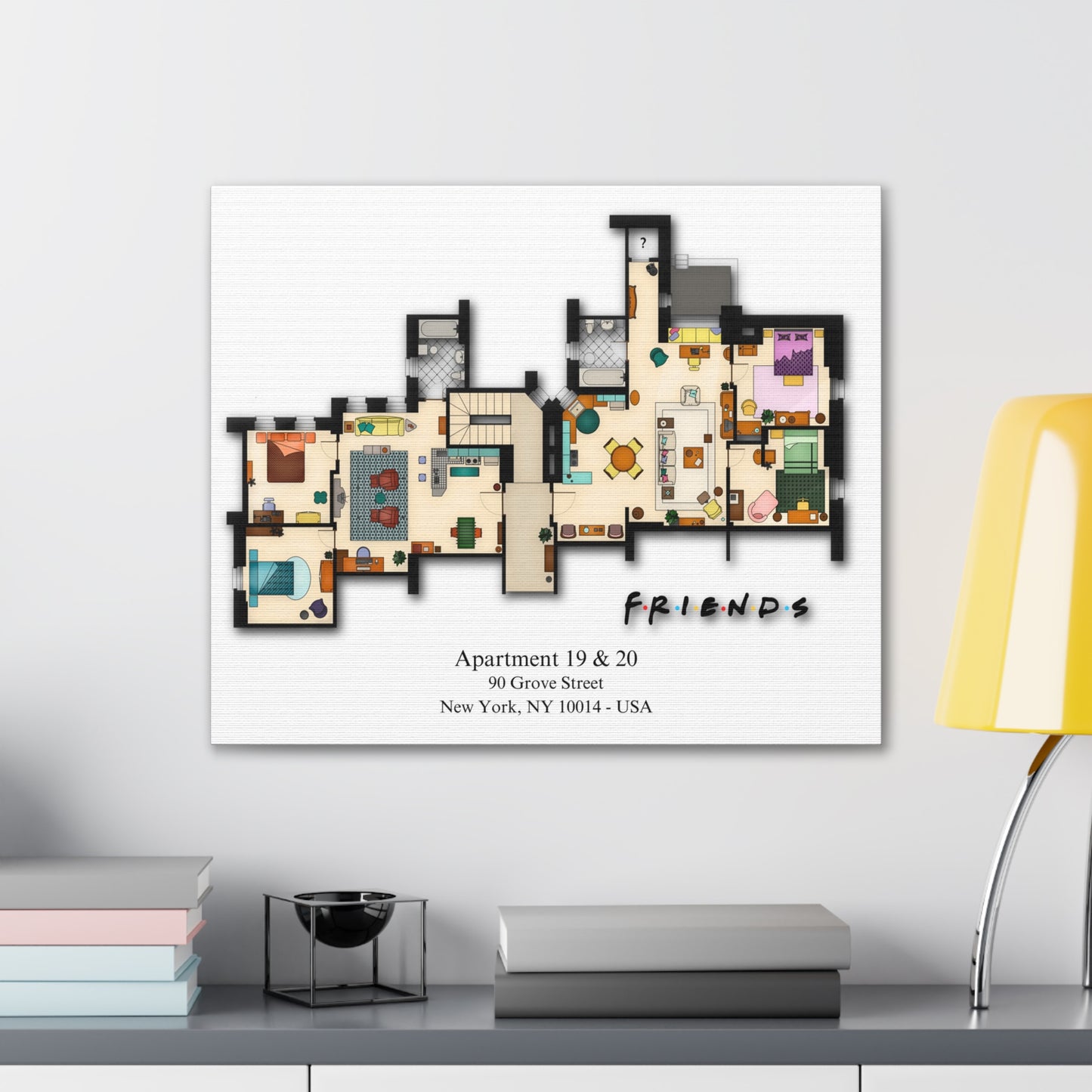 Friends TV Show Apartments 19 & 20 Layout Canvas Prints - Various Size Options