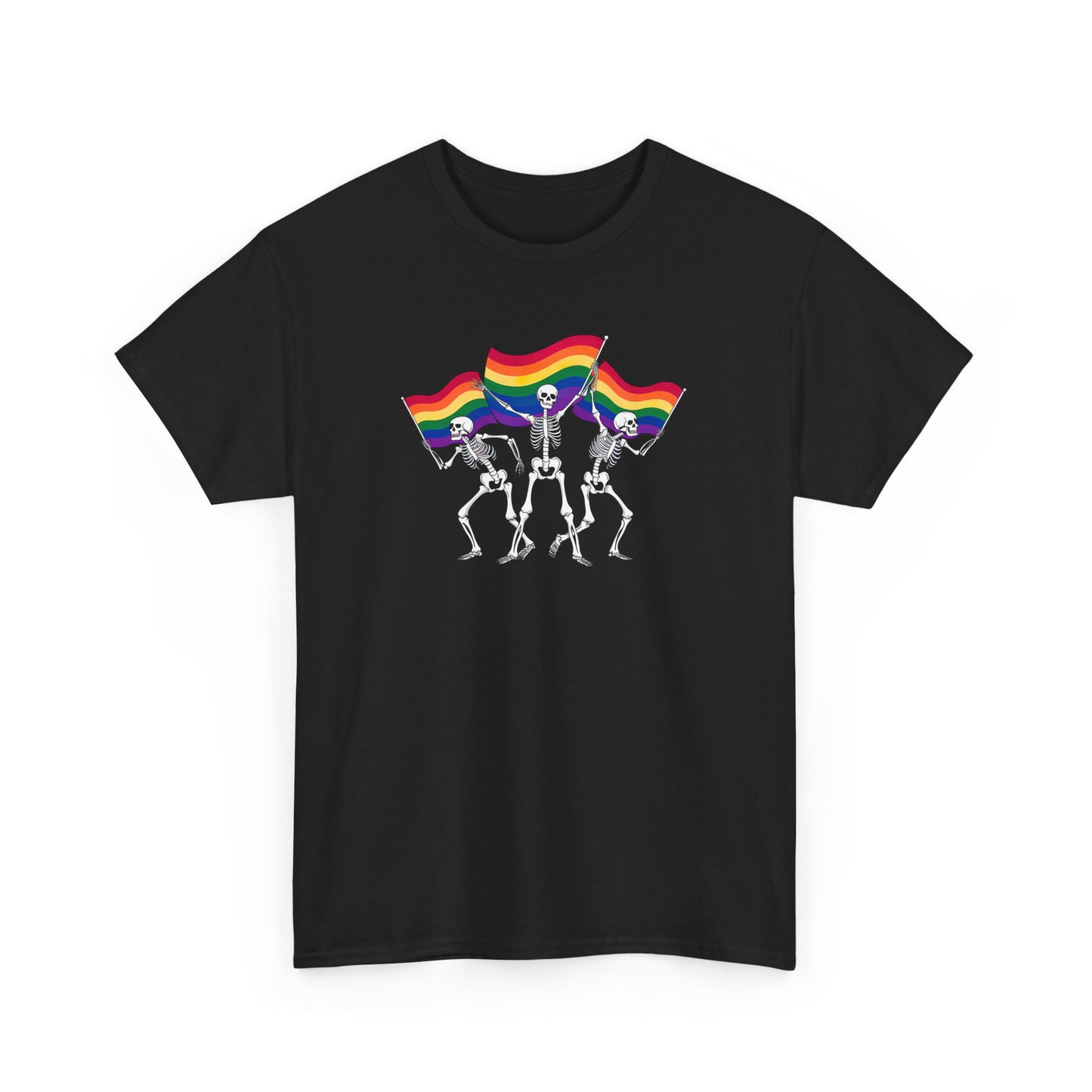 Pride Celebration Tee, Rainbow Skeletons Shirt, Unisex Cotton T-Shirt, LGBTQ+ Apparel, Fun Party Wear, Festival Top