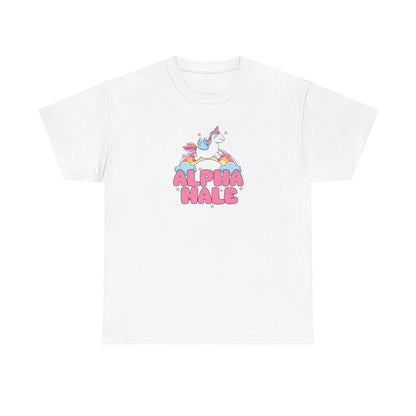 Funny 'Alpha Male' Unicorn and Rainbow Novelty T-Shirt