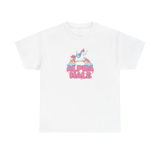 Funny 'Alpha Male' Unicorn and Rainbow Novelty T-Shirt