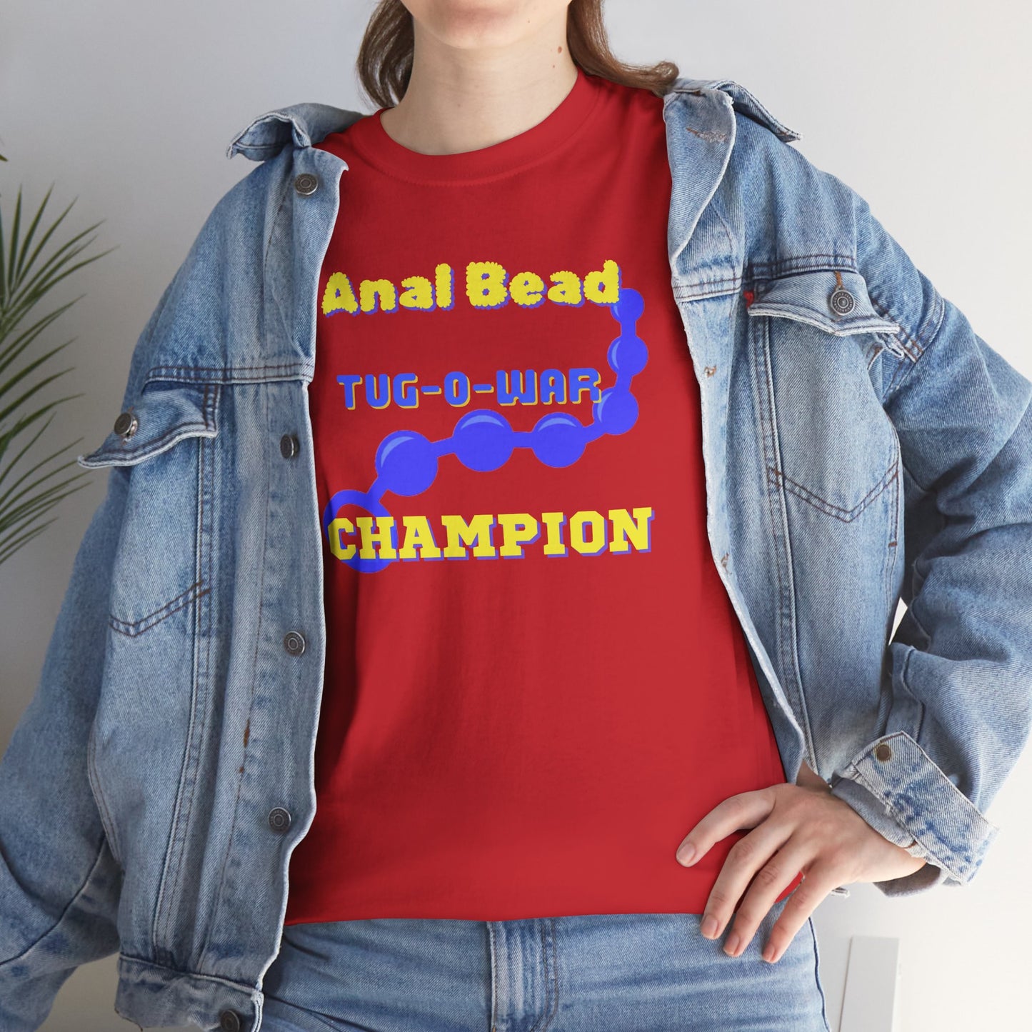 Funny Gag Gift Anal Bead Tug-O-War Champion Tee