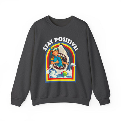 Funny Vintage Retro Shark 'Stay Positive' Sweatshirt