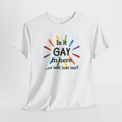 Is it GAY in Here? Unisex Heavy Cotton Tee - LGBTQ+ Pride Shirt