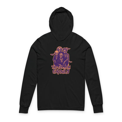 The Golden Ghouls Unisex Hooded Long Sleeve Tee, Halloween Sitcom Inspired Apparel, Spooky Season Shirt, Ghostly Gift, Festival Wear, Graphic Hoodie