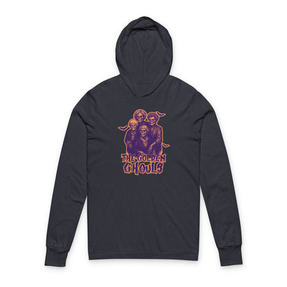 The Golden Ghouls Unisex Hooded Long Sleeve Tee, Halloween Sitcom Inspired Apparel, Spooky Season Shirt, Ghostly Gift, Festival Wear, Graphic Hoodie