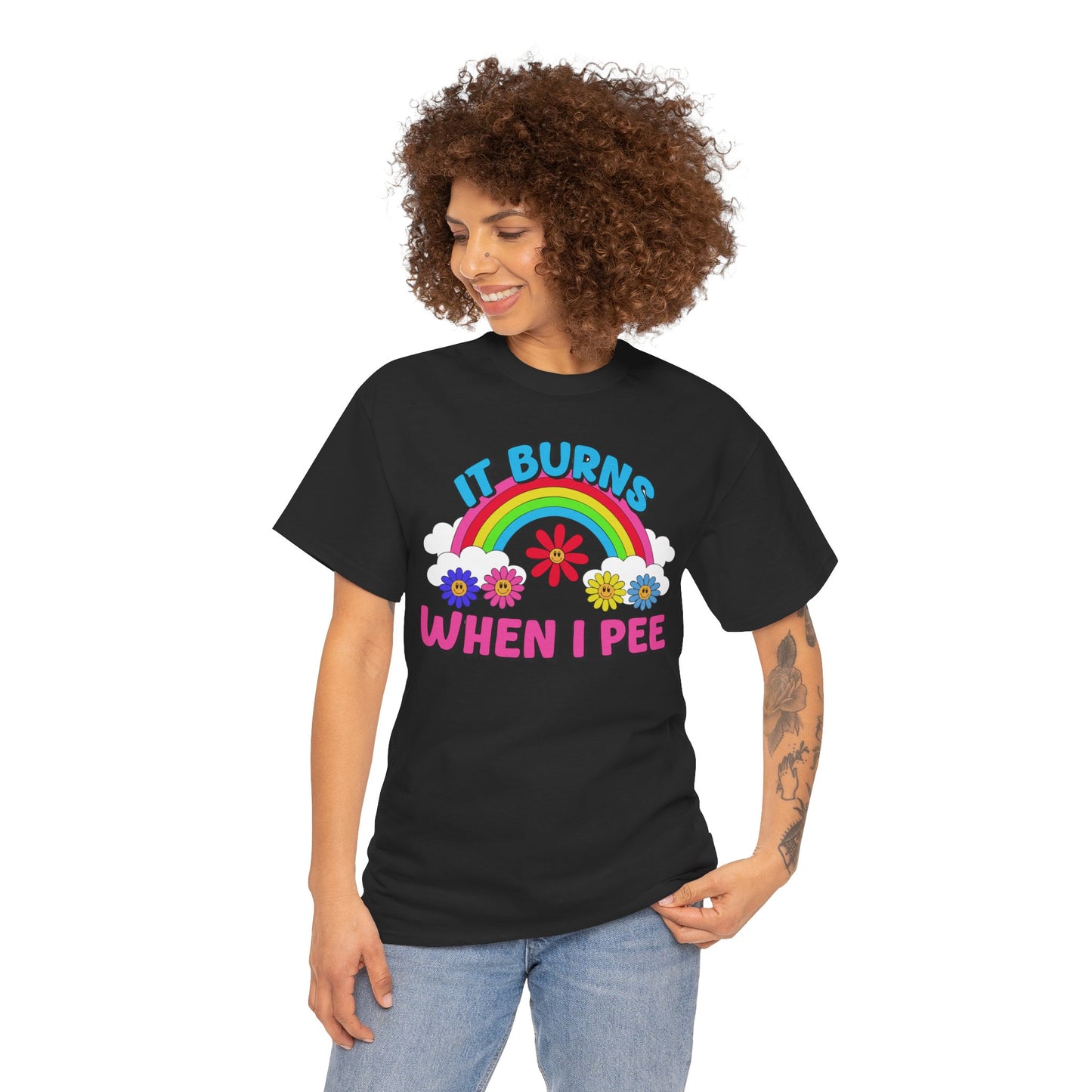 Funny It Burns When I Pee T-Shirt, Unisex Heavy Cotton Tee, Joke Tee, Gag Gift Shirt, Humor Top