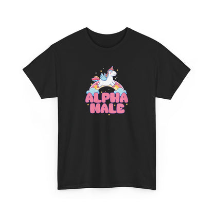 Funny 'Alpha Male' Unicorn and Rainbow Novelty T-Shirt