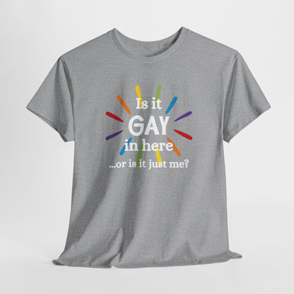 Is it GAY in Here? Unisex Heavy Cotton Tee - LGBTQ+ Pride Shirt