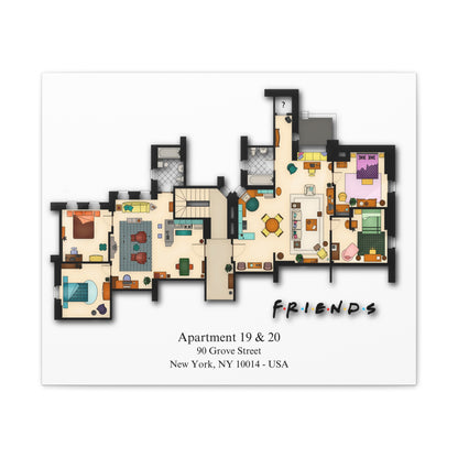 Friends TV Show Apartments 19 & 20 Layout Canvas Prints - Various Size Options
