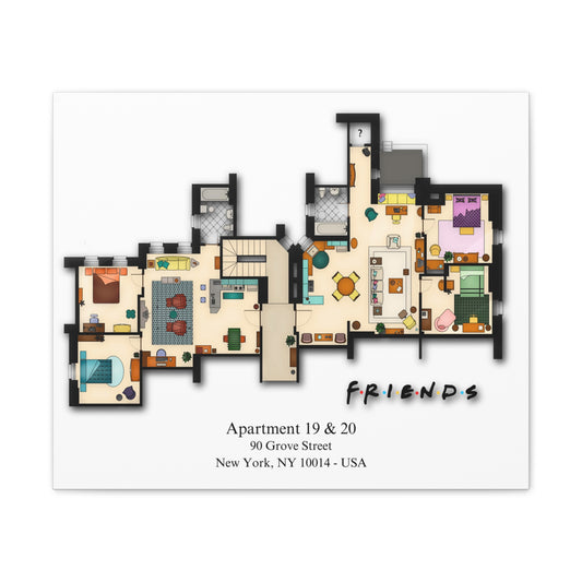 Friends TV Show Apartments 19 & 20 Layout Canvas Prints - Various Size Options