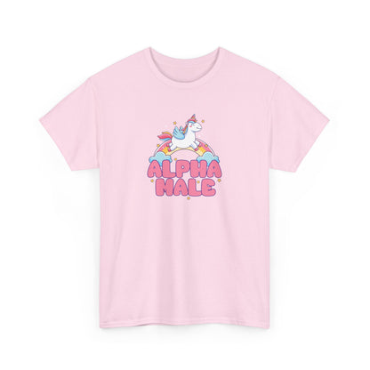Funny 'Alpha Male' Unicorn and Rainbow Novelty T-Shirt