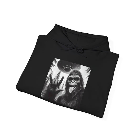 Funny Sasquatch Bigfoot Rock On Selfie Unisex Hoodie