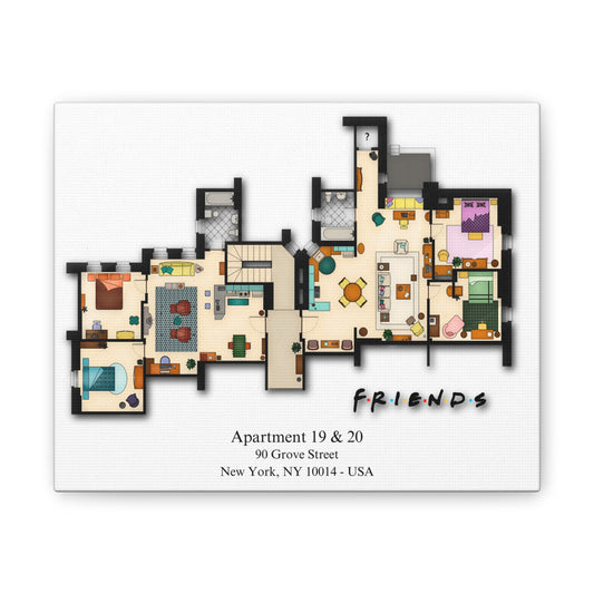 Friends TV Show Apartments 19 & 20 Layout Canvas Prints - Various Size Options