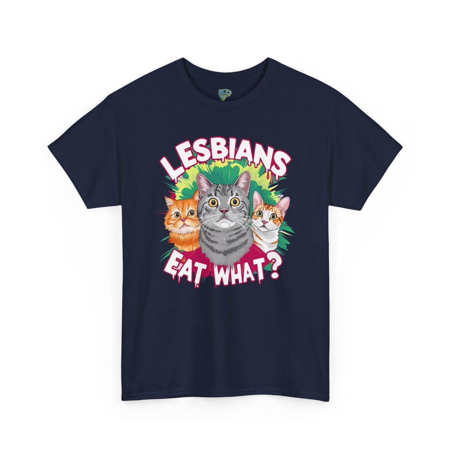 Lesbians Eat What? Unisex Heavy Cotton Tee - Fun & Quirky Cat Design