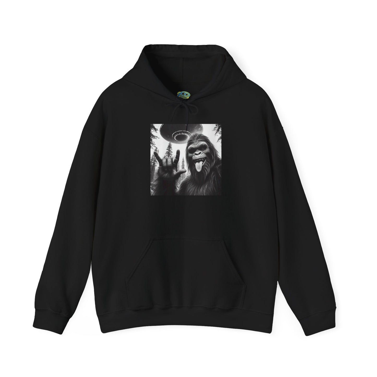 Funny Sasquatch Bigfoot Rock On Selfie Unisex Hoodie