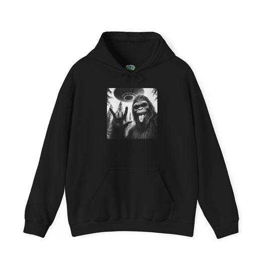 Funny Sasquatch Bigfoot Rock On Selfie Unisex Hoodie