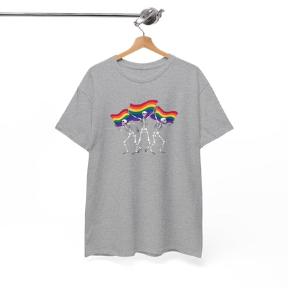 Pride Celebration Tee, Rainbow Skeletons Shirt, Unisex Cotton T-Shirt, LGBTQ+ Apparel, Fun Party Wear, Festival Top