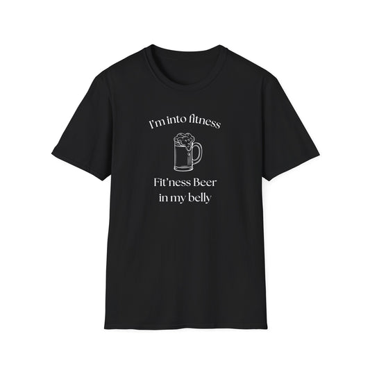 Fitness Beer Unisex Softstyle T-Shirt, Funny Beer Lover Shirt, Gift for Dad, Fitness Humor Tee, Casual Summer Wear, Gym Shirt