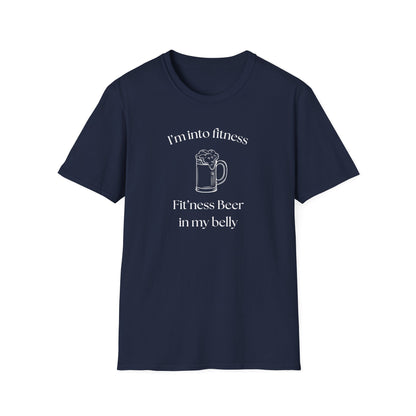Fitness Beer Unisex Softstyle T-Shirt, Funny Beer Lover Shirt, Gift for Dad, Fitness Humor Tee, Casual Summer Wear, Gym Shirt