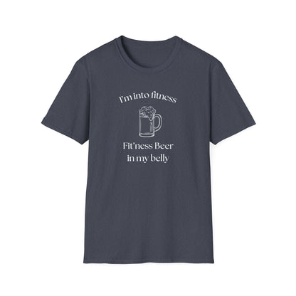 Fitness Beer Unisex Softstyle T-Shirt, Funny Beer Lover Shirt, Gift for Dad, Fitness Humor Tee, Casual Summer Wear, Gym Shirt
