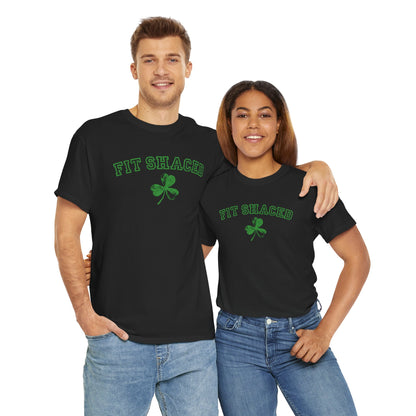 Funny St. Patrick's Day Unisex Heavy Cotton Tee - "Fit Shaced" Shamrock Design