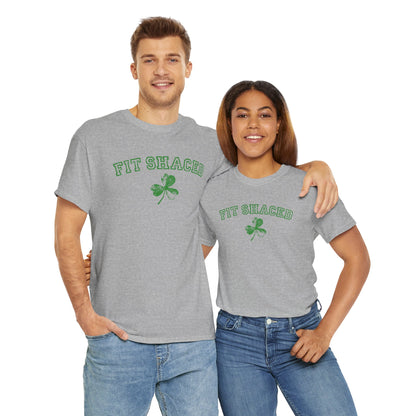 Funny St. Patrick's Day Unisex Heavy Cotton Tee - "Fit Shaced" Shamrock Design