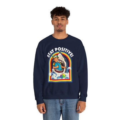 Funny Vintage Retro Shark 'Stay Positive' Sweatshirt