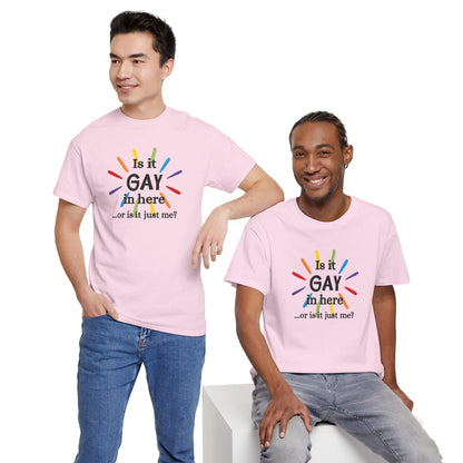 Is it GAY in Here? Unisex Heavy Cotton Tee - LGBTQ+ Pride Shirt