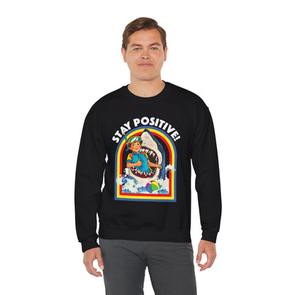 Funny Vintage Retro Shark 'Stay Positive' Sweatshirt