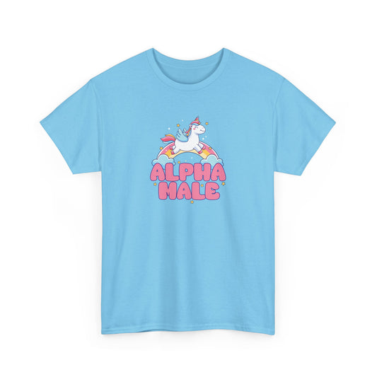 Funny 'Alpha Male' Unicorn and Rainbow Novelty T-Shirt