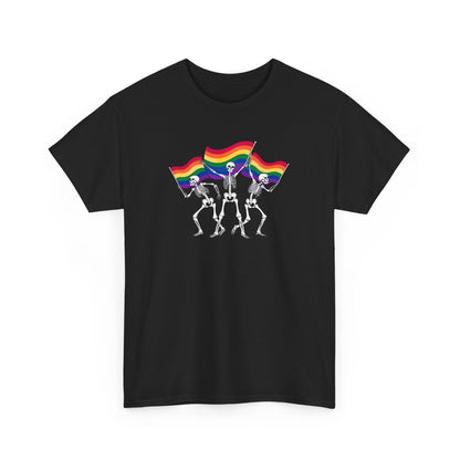 Pride Celebration Tee, Rainbow Skeletons Shirt, Unisex Cotton T-Shirt, LGBTQ+ Apparel, Fun Party Wear, Festival Top